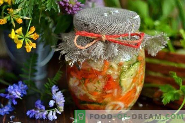 Cabbage salad for the winter with cucumbers and tomatoes