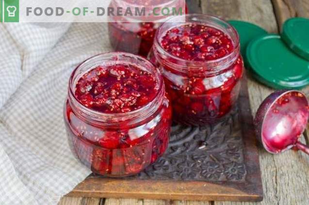 Thick raspberry jam with whole berries