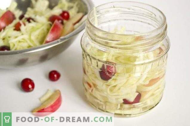 Marinated cabbage with cranberries in lemon marinade
