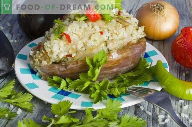 Eggplant stuffed with rice and chicken