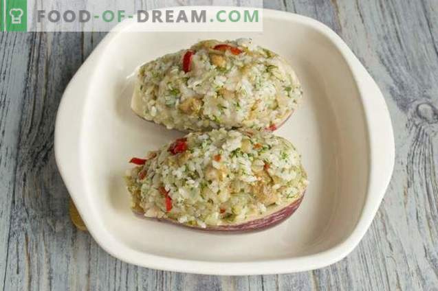 Eggplant stuffed with rice and chicken