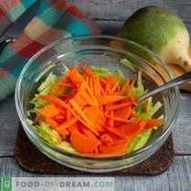 Healthy salad of green radish with carrots