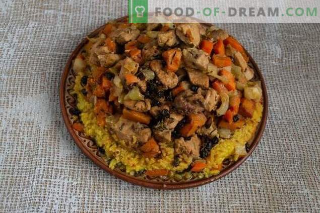 Crumbly pilaf with pumpkin and meat in the Azerbaijani way