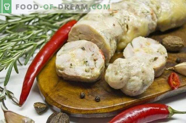 Boiled turkey sausage with rosemary and cheese