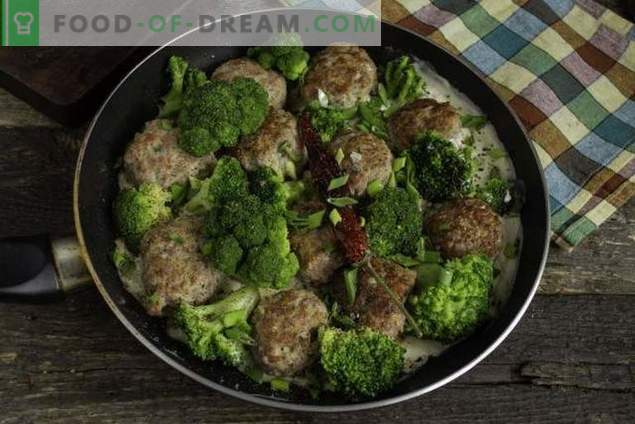 Fast meat patties with broccoli in bechamel sauce