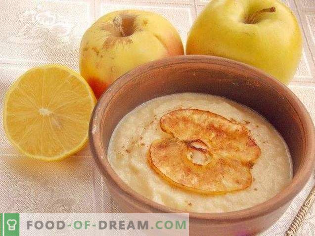 Apple soup dessert with apple chips
