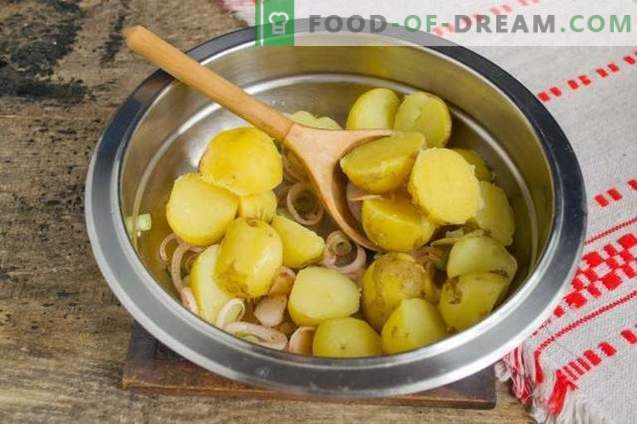 Rustic salad with potatoes and meat
