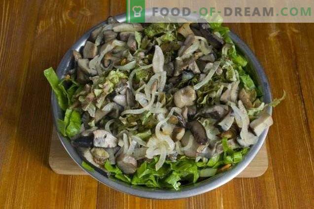 Lenten salad with grilled mushrooms