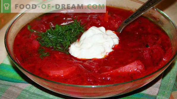Borsch from sauerkraut, recipes with and without meat, with beets, mushrooms, beans