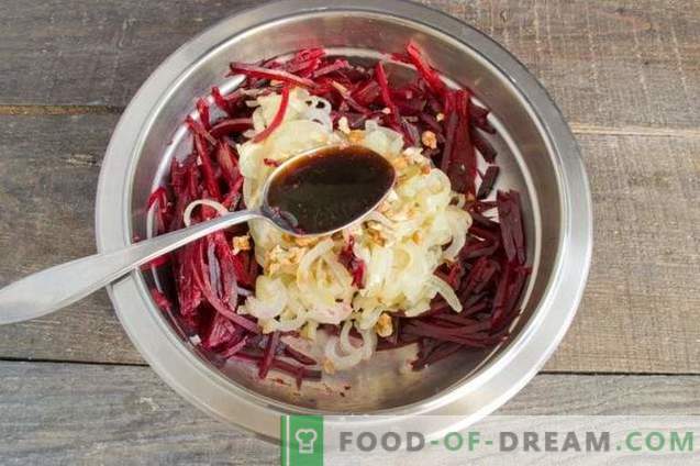 Beetroot Salad with Onions, Cheese and Walnuts