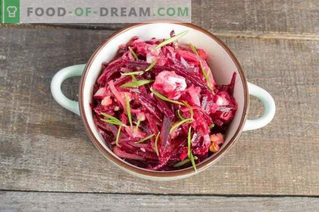Beetroot Salad with Onions, Cheese and Walnuts