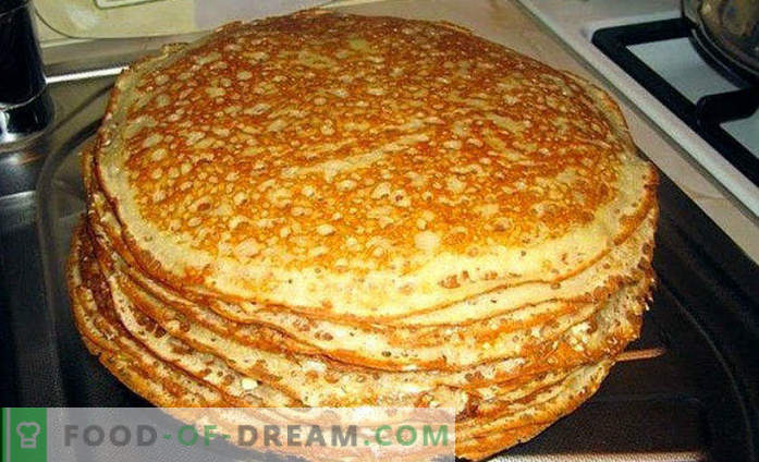 Dough for pancakes on kefir, recipes with milk, without eggs, yeast, with boiling water