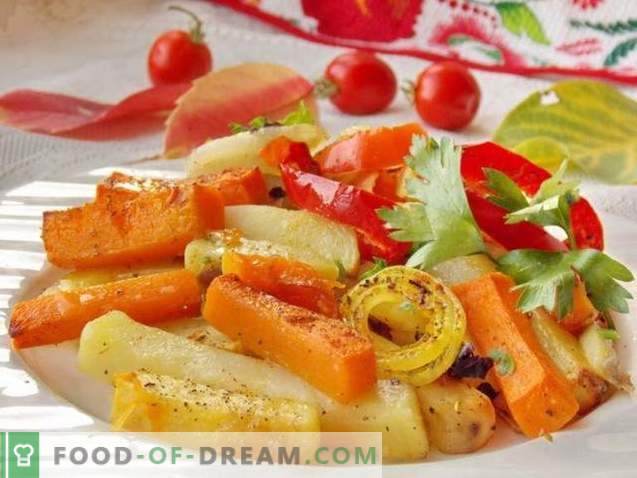 Oven Baked Potatoes with Pumpkin and Vegetables