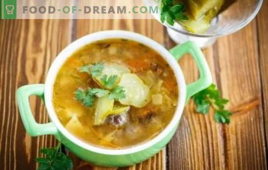 Pickle with mushrooms - an aromatic soup. Recipes from simple to very simple - we cook home pickles with mushrooms and meatless meat