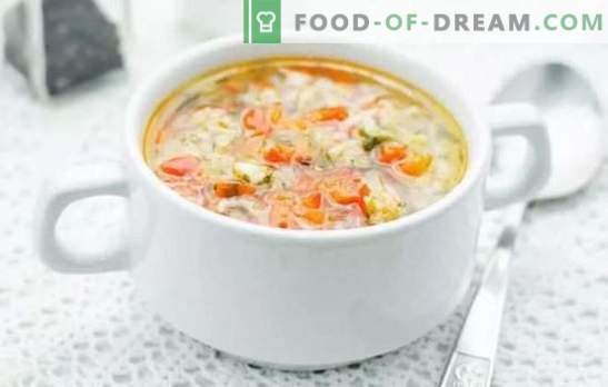 Rice Soup - Step-by-step recipes for a hearty meal. Cooking soups with rice step by step on chicken, meat, seafood
