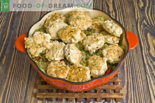 Green rice with meatballs