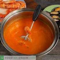 Bright cream soup with seafood