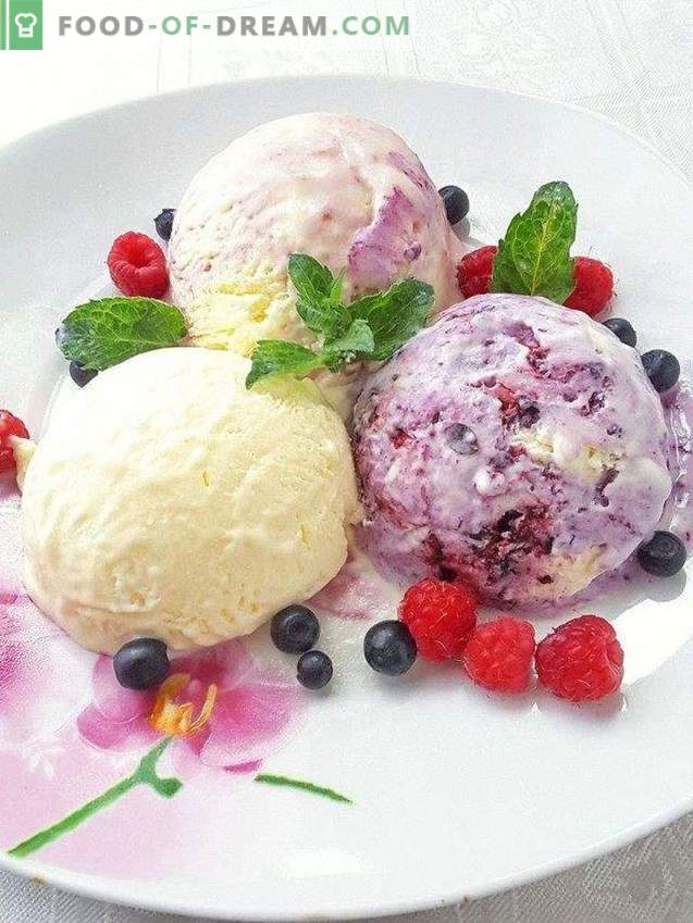 Homemade ice cream. Creamy ice cream with berries