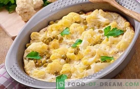 Cauliflower with egg and cheese in the oven: in sour cream, with mushrooms, tomato. The best options for cauliflower with egg and cheese in the oven