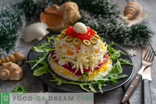 New Year's Salad with Red Fish and Caviar