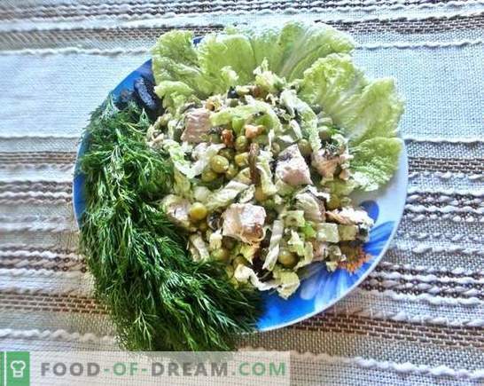 Salad with breast: a recipe with photos. Step by step description of an amazing salad with breast, prunes, cheese and Chinese cabbage