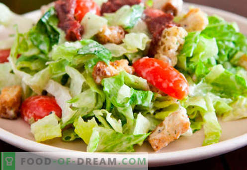 Caesar salad with salmon - the right recipes. Quick and tasty cooking Caesar salad with salmon.