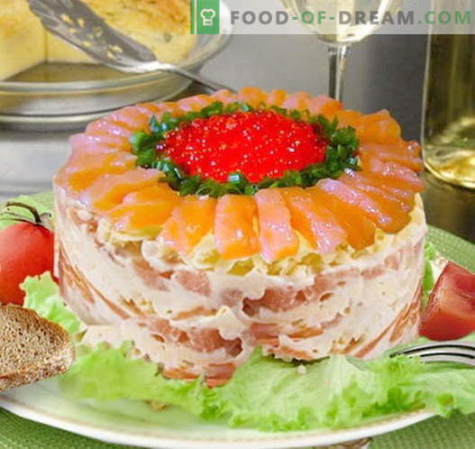 Tsar's salad with salmon - the right recipes. Quickly and tasty cook Royal salad with salmon.