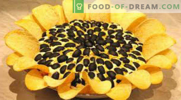 Sunflower salad with chips: a classic recipe
