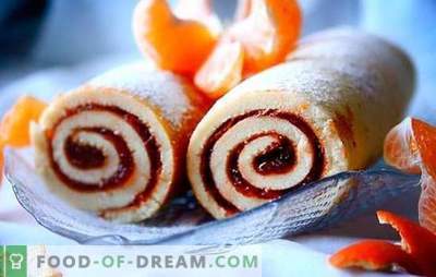Roll with jam - simple, neat, beautiful! Recipes biscuit, sand, yeast rolls with jam