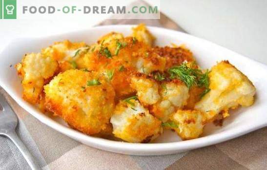 How to fry cauliflower (fresh, frozen) is delicious. Recipes for fried cauliflower in breading, batter, in egg, with vegetables