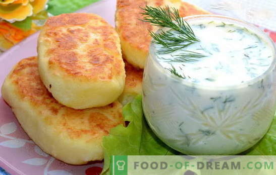 Mashed potato patties - a great dinner. Cutlets from mashed potatoes with sausage, herring, minced meat, mushrooms