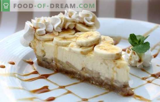 Banana Cheesecake - Royal Dessert! Recipes of real banana cheesecake from cheese and cottage cheese: with baking and without baking
