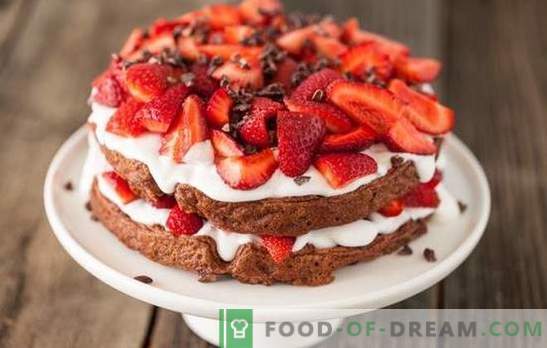 Homemade Strawberry Cake - Recipes for Beginners. How to bake a homemade cake with strawberries: biscuit or chocolate