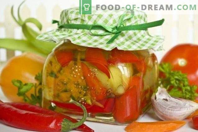 Assorted pickled peppers for the winter