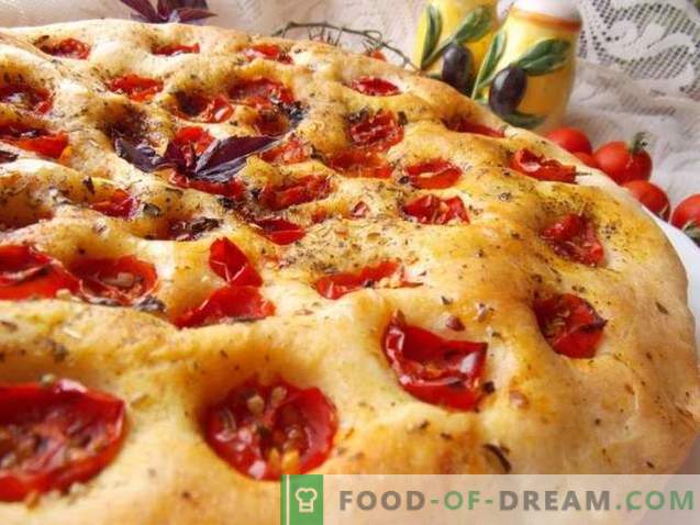 Focaccia with cherry tomatoes and basil