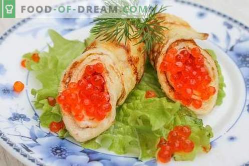 Pancakes for Shrovetide with caviar - a step by step recipe with photos
