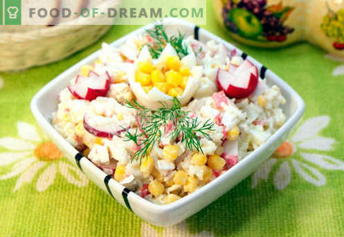 Salad with crab meat - the five best recipes. How to properly and tasty to cook a salad with crab meat.