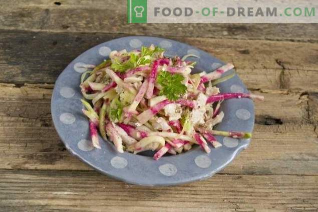 Delicious and healthy radish salad with chicken