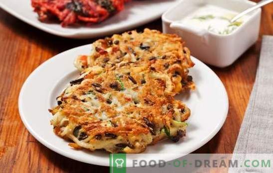 Potato pancakes with mushrooms - unusual pancakes! Recipes of fragrant and ruddy pancakes with mushrooms