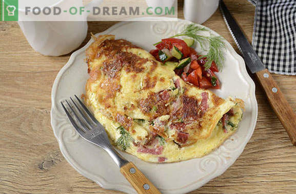 Omelet with cheese and sausage: it can't be easier! Step-by-step author's photo recipe for an omelet with cheese and sausage - what is the secret of the pomp of an omelet?