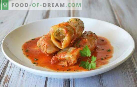 Cabbage rolls in the pan - this is a classic! Homemade recipes for hearty and tasty stuffed cabbage rolls in a saucepan with different sauces and fillings