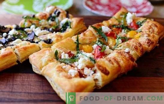 Puff pastry pizza recipe - a gentle open pie without the hassle. Puff pastry pizza - simple and complex recipes for every taste