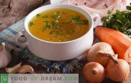 Transparent chicken broth is the basis of delicious and beautiful soups. How to lighten the broth of chicken and meat at home