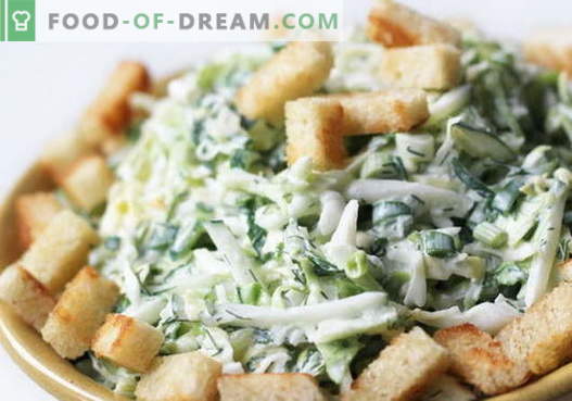 Salad with cabbage and crackers - a selection of the best recipes. Cooking delicious cabbage salads with crackers.