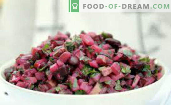 Vinaigrette with sauerkraut, recipes with peas, beans, cucumber