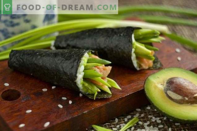 Temaki sushi with avocado and trout