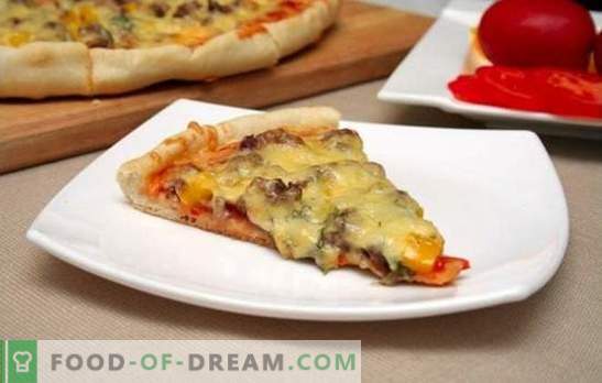 Pizza with minced meat - recipes for every taste. How to make a delicious and satisfying pizza with minced meat - recipes with step by step cooking.