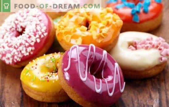 American donuts - they are bright donats! Recipes for various American donuts with icing and fillings