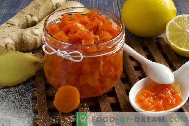 Carrot jam with ginger and lemon