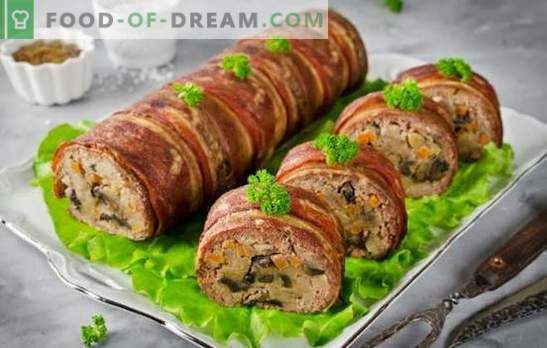 Mince meat roll with mushrooms in the oven is an aromatic and nourishing snack. A selection of the best recipes for minced meat rolls with mushrooms in the oven